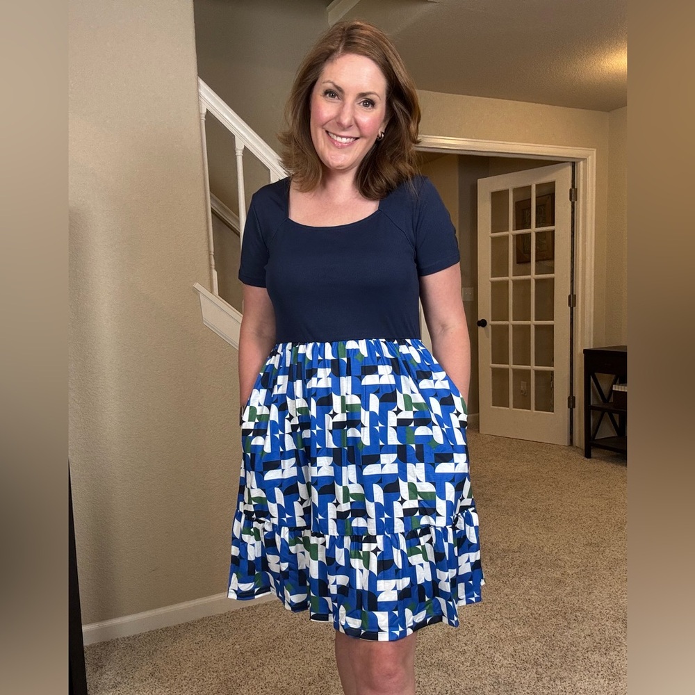 Blue Knee-Length Skater Dress for Casual Occasions
